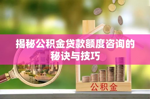 龙游揭秘公积金贷款额度咨询的秘诀与技巧